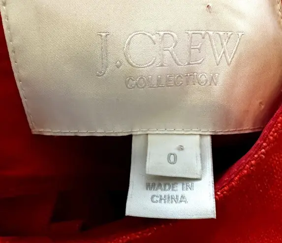 J.Crew  Cha Cha Peplum Dress 100% Linen Sleeveless Ruffle Cutout Red Orange 0