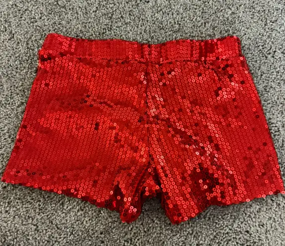 sequin shorts Red