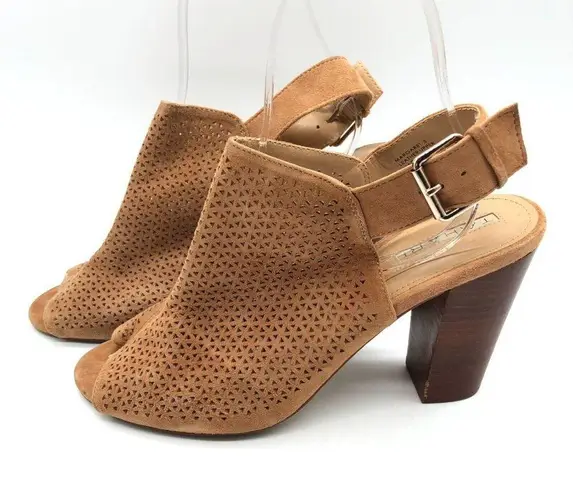 Tahari Womens Margaret Sandals Suede Slingback Laser Cut Open Toe Beige Size 10M