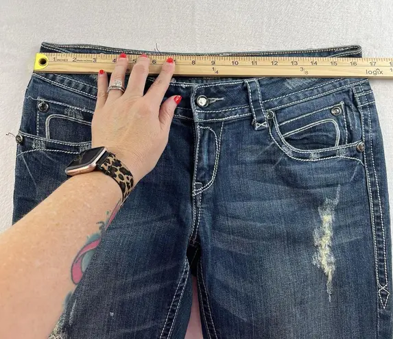 GRACE IN LA Jrs 11 Jeans Low Rise Straight Leg Denim Stretch Grunge Festival