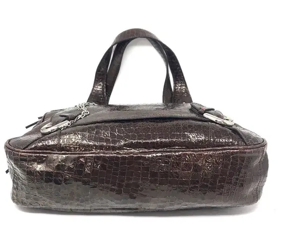DESMO brown croc embossed biker bag, Italy