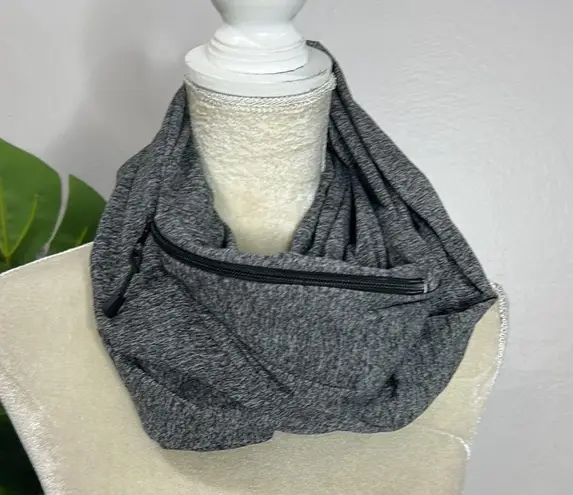 Athleisure infinity scarf with zipper pocket Gray