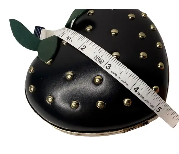 Black Strawberry CROSSBODY Bag Studded Heavy Gold Chain Strap HANDBAG Mini Purse