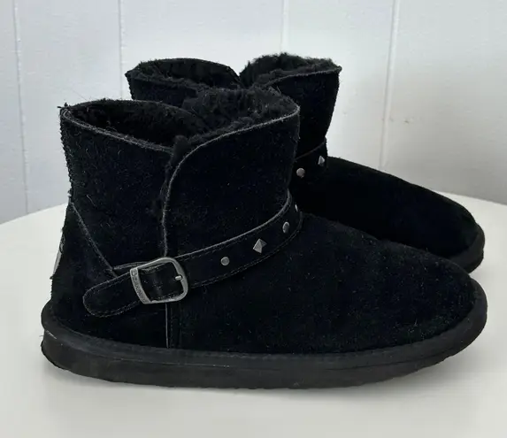 BEARPAW Imani Black Suede Ankle Boots Size 9