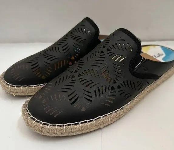 Olukai NEW  Black Kaula 'Olu' Ili Laser Perforated Slip On‎ Espadrille Mules 9.5