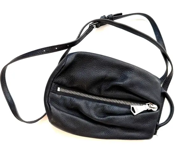 Aimee Kestenberg Amiee Kestenberg Tamitha Zip Front Pebbled Black Genuine Leather Backpack Purse