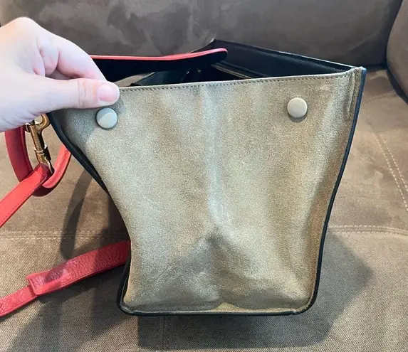 CELINE  Calfskin Suede Small Tri-Color Trapeze Bag