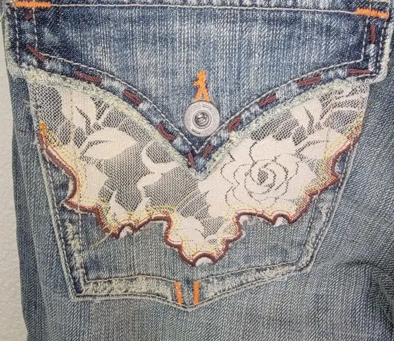 Miss Me Vintage 90s Y2k NWT Lace Pocket Boot Cut Denim Jeans Size 27