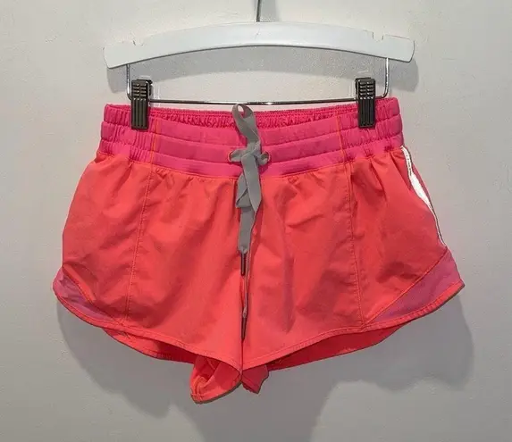 Lululemon Womens Drawstring Flat Front Running Athletic Shorts Coral Pink Size 6