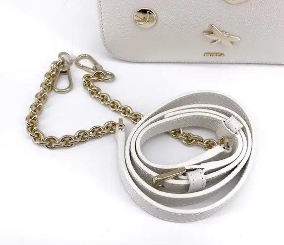 Furla NWT Brava Zaffir Mini Crossbody Chalk White Pebble Leather Gold Hardware