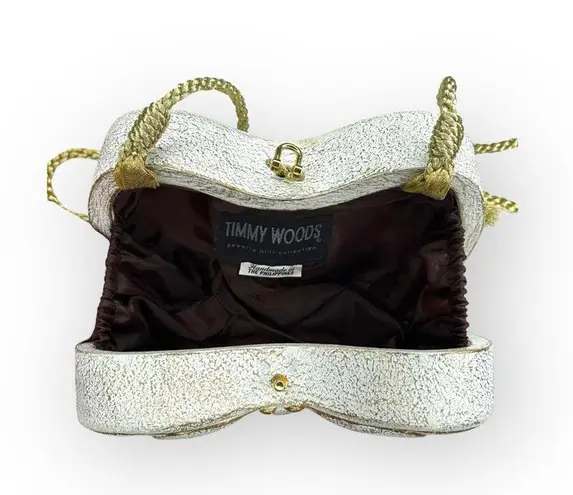 Timmy Woods 🝮 Butterfly Box Handbag Bag Minaudière 🝮
Gold Braided Strap 🝮 White