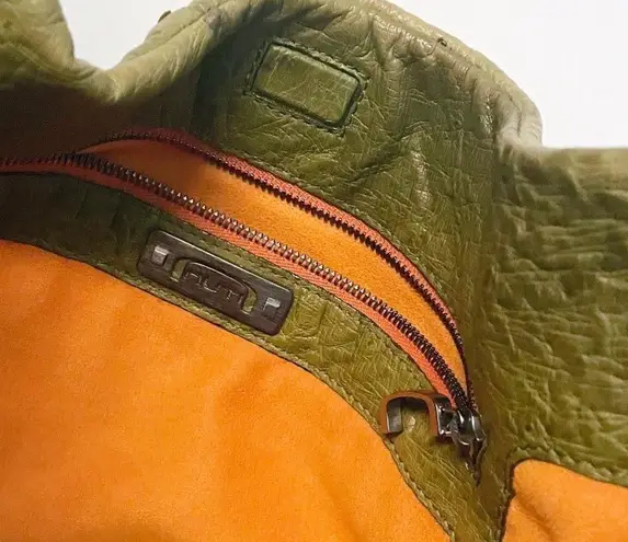 Nuti Ostrich Leather Green Classy Tote Shoulder Bag Struzzo Burro Green
