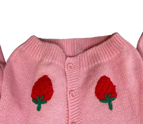 NWT Zoco Pink Ripple Pink Strawberry Knit Cardigan Sweater V