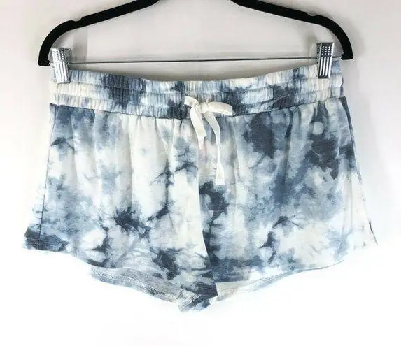 Cozy Rozy Womens Lounge Shorts Pull On Elastic Waist Tie Dye Blue White XL