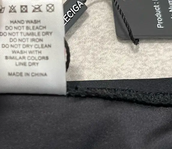 Relleciga Bikini Bottom Black High Cut High Waisted Swim Bottom Sz S NWT