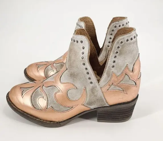Corral Circle G Copper Overlay Cut Out Ankle Boots Booties Size 5.5