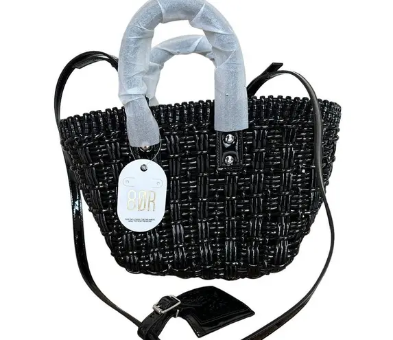 8 Other Reasons Black Woven Tote Bag Top Handle Shoulder Strap 8x7.25 x4.5 NEW
