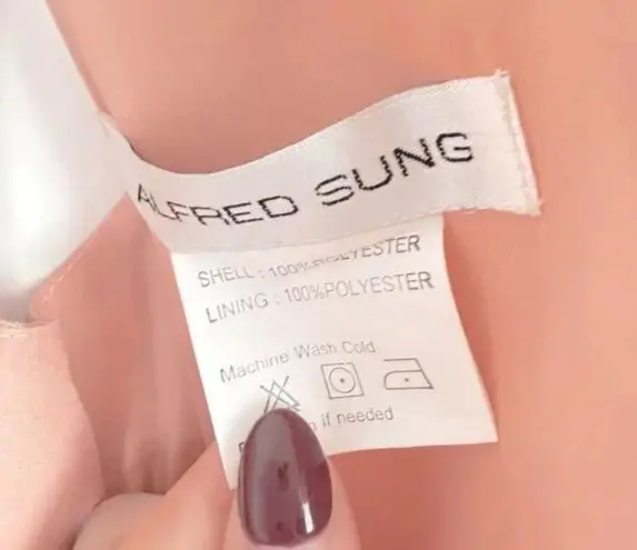 Alfred Sung NWT Draped One-Shoulder Satin Maxi Dress in Toasted Sugar Size 8 NEW