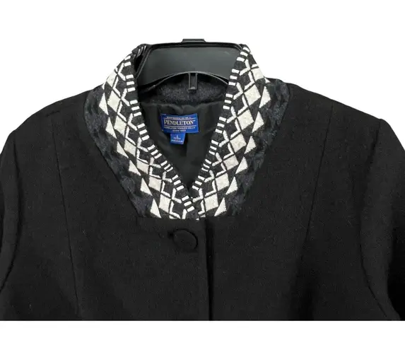 Pendleton Jacket PL Black Gray Merino Wool Blazer Aztec Print Western Boho Ranch