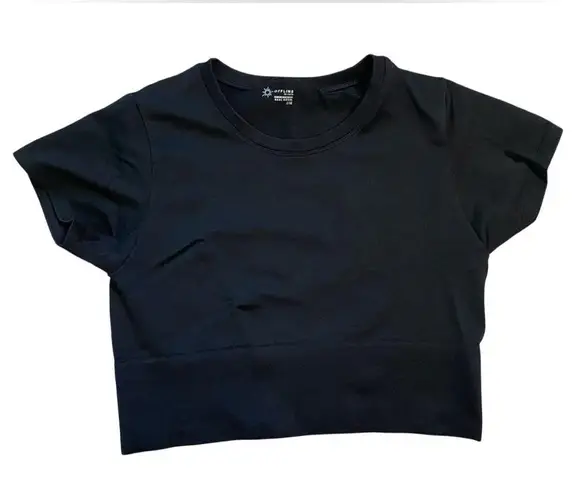 Offline by Aerie Black Sidewalk Seamless Cropped Crewneck T