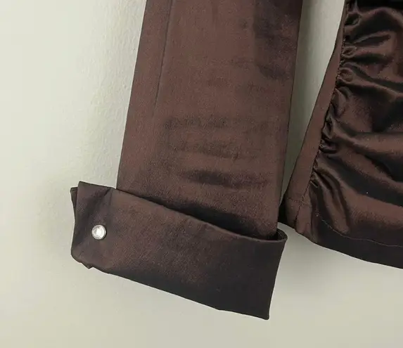 Tadashi Shoji Dark Brown Taffeta Ruched Formal Fitted Top