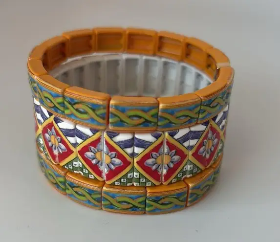 Nwot Roxanne assoulin Geometric Stretch Bracelet set of three Orange