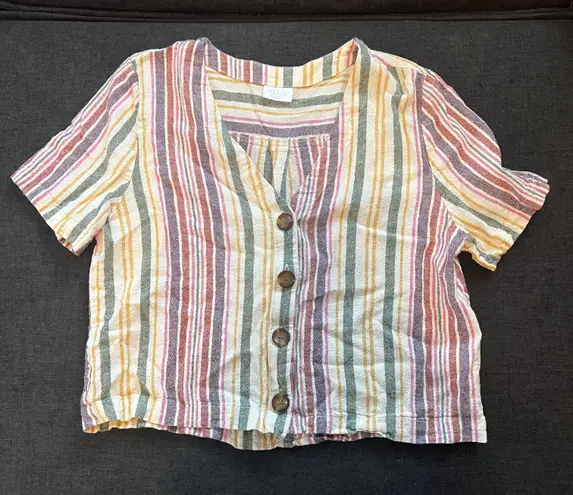 Abound Striped Button Blouse