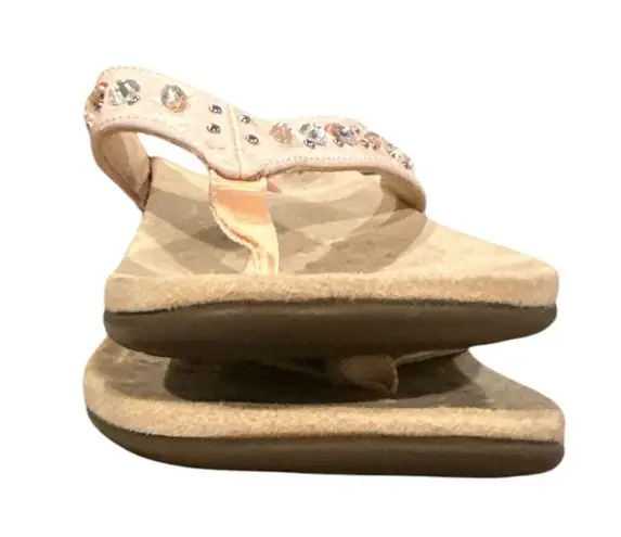 Vionic Lucia Pink Snakeskin Bejeweled Embellished Womens T-Strap Thong Sandals 9