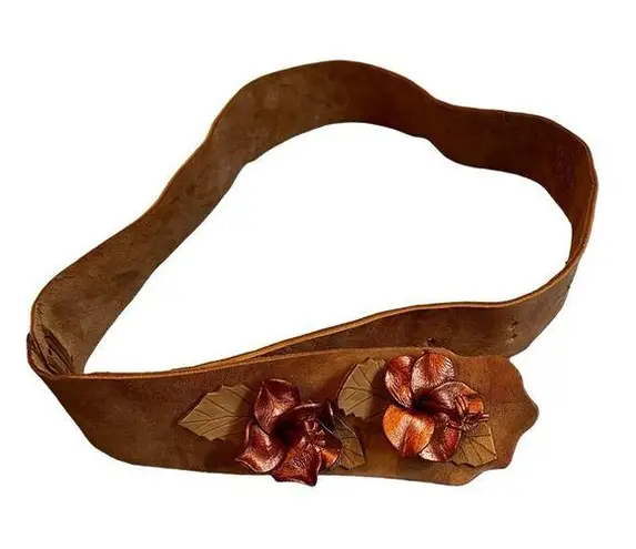 Unique Handmade Leather 3D Floral Accent Belt.