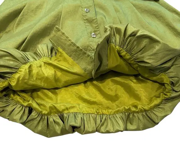 Frank Lyman Design Celery Green Bubble Hem Puff Sleeve Button Down Belted Dress Size 6