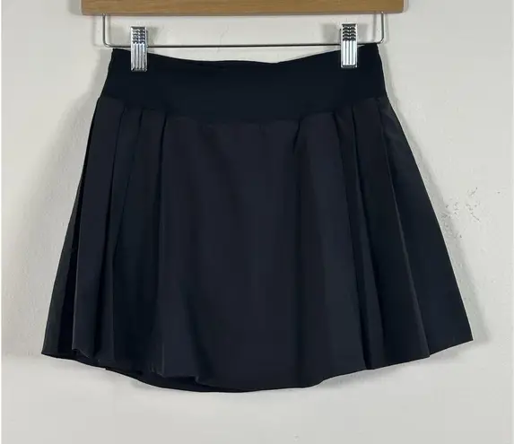 Lululemon High Rise Side Pleat Tennis Skirt Black Size 2 Skort Pockets Athletic