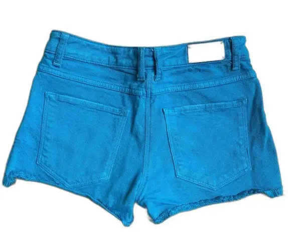 Sandro Paris Bold Blue Cropped Frayed Hem Jeans Shorts Size 36