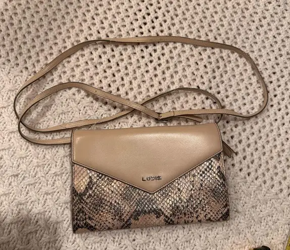 Lodis Tan and Brown Snake Print Women's Crossbody Bag