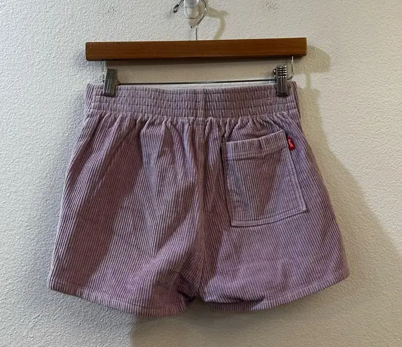 Hammies Women's High Waisted Elastic Waist Lavender Corduroy Shorts Size 26 Purple