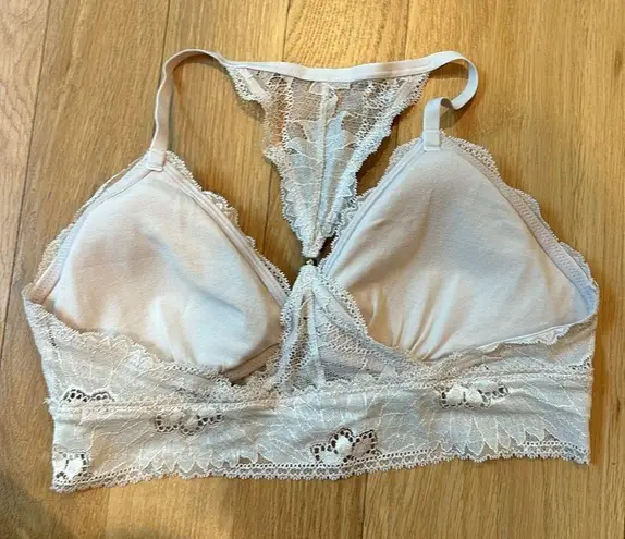 Aerie  Bralette Hibiscus Lace Padded Racerback Bra Size Large