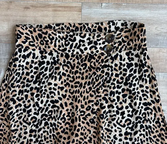 Faithfull Valois Brown Leopard Print Midi Wrap Skirt Size M Size M