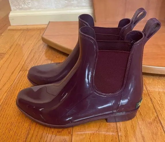 Ralph Lauren Lauren  Waterproof Rubber Boot Sz 7 Dark Purple Chelsea Rain Bootie