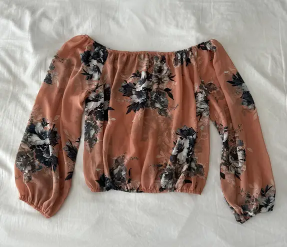 Lovely Day Pink Sheer Bardot Top With Floral Print Detail