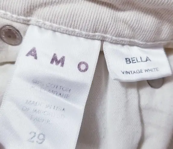 AMO Jeans Bella Vintage White Frayed Hem High Rise Denim Size 29
