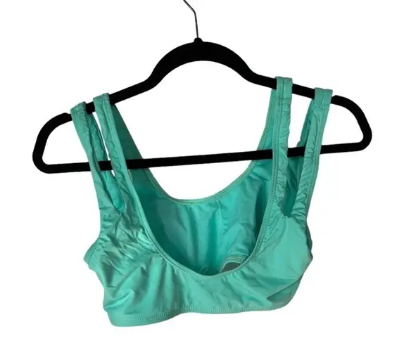 The Bikini Lab Aqua Blue Cut Out Strap Scoop Neck Bikini Swimsuit Top Size Large