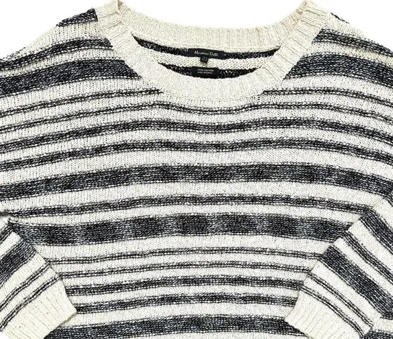 Massimo Dutti  Cotton Striped Sweater in Ivory & Black Size M