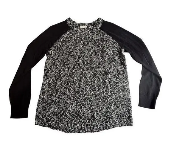 Calvin Klein Jeans KNIT SWEATER Womens MED Black White Colorblock Baseball Style