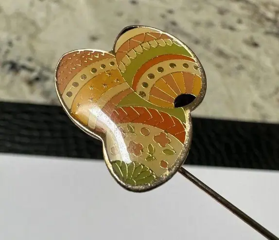 Gold Tone Easter Egg Lapel Stick Pin Signed SWIB 1980