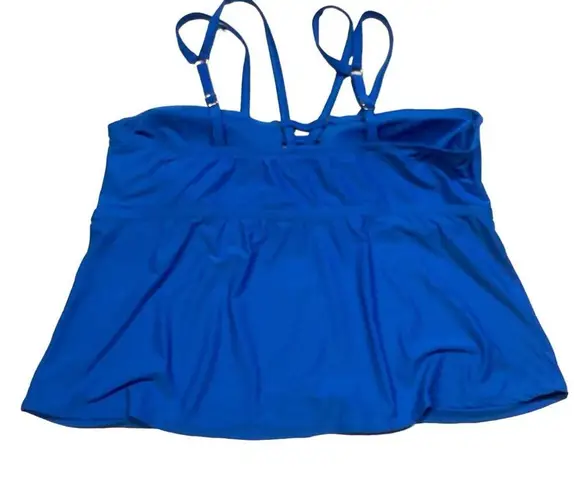 Time and Tru Women's Solid Blue Empire Halter Tankini Swimsuit Top Size XL