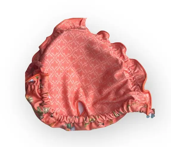 Maria Tulipa ⚘ Wavy Hummingbird Floral Triangle Bikini Top ⚘ Electric Peach ⚘ L Orange Size L - Image 9