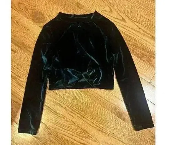 Style Mafia Green Velvet Cropped Top Size Small Holiday Fancy Party