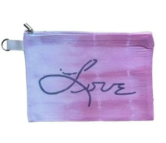 Love Makeup Bag Toiletry Pouch Handcrafted Tie Dye Pink