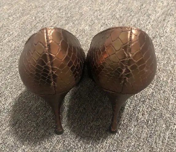 Hollywould Brown Leather Buckle Heels Size 37 EU