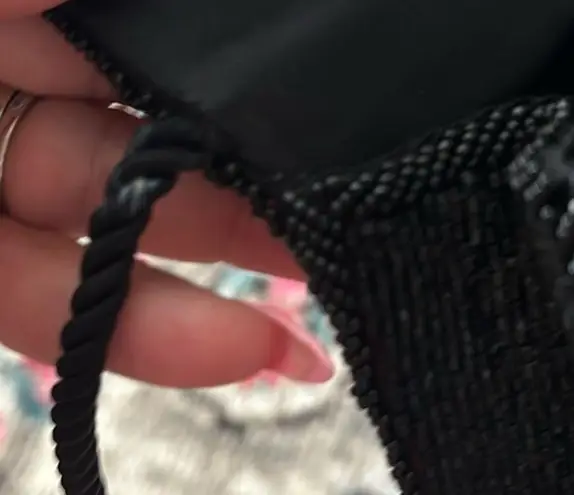 WALBORG VINTAGE METALLIC BEADED BLACK RED BLUE SILVER GOLDTONE HANDBAG CLUTCH