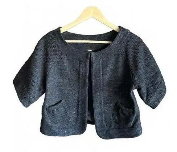 Vintage Mossimo Womens Jacket Sz M Black Crop Cape Short Sleeve Bohochic Size M